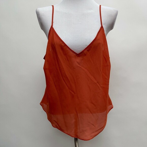 Chaps Denim Women's Top Size 2X Burnt Orange Blue Multicolor 2 Piece Ruffles - Picture 7 of 8